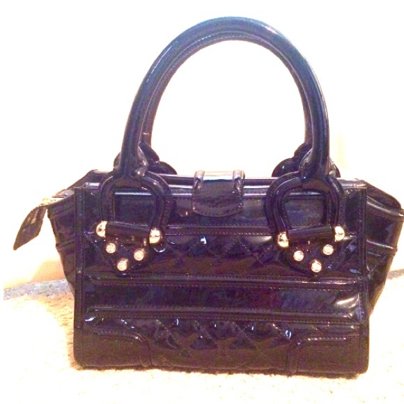 Manor Quilted Patent Mini Black Satchel - Picture 2 of 3