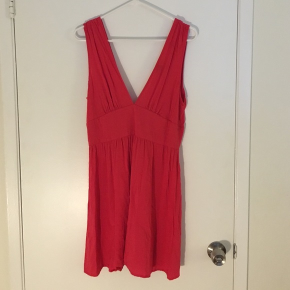 Coral Deep V Cut Dress