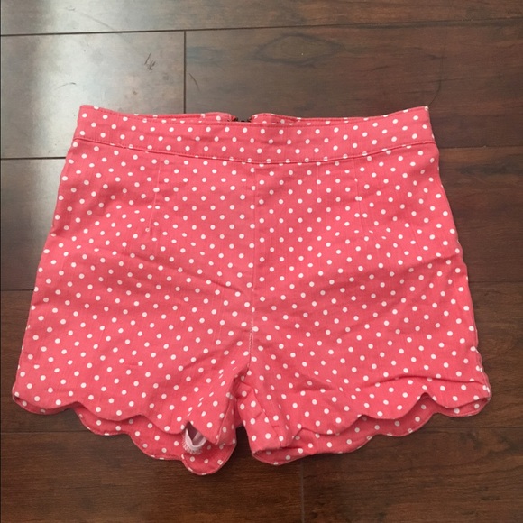 Pink polka dot high waisted shorts