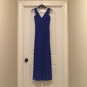Monique Lhuillier cobalt blue bridesmaid dress