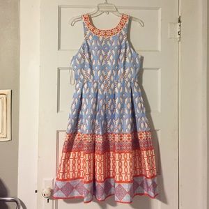 Geometric Champagne and Strawberry Dress