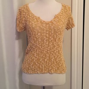 Yellow knitted V neck tee