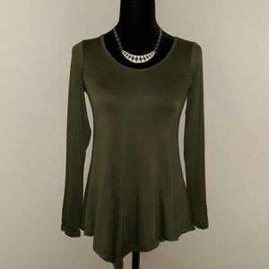 Lightweight Long Sleeve Scoop Neck Asymmetrical