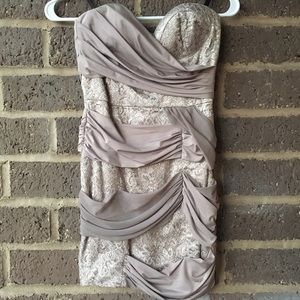 Bebe taupe lace dress