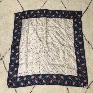 Vintage navy and white floral square silk scarf