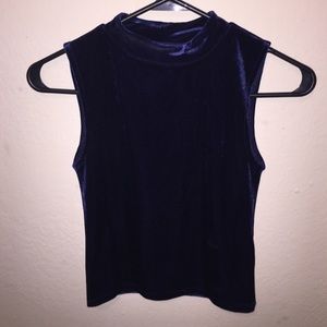 Dark Blue Velvet Crop Top