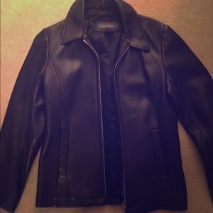 Black leather banana republic jacket