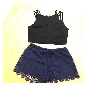 Lace scalloped shorts.