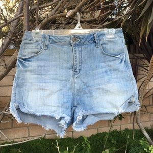 High waisted denim shorts