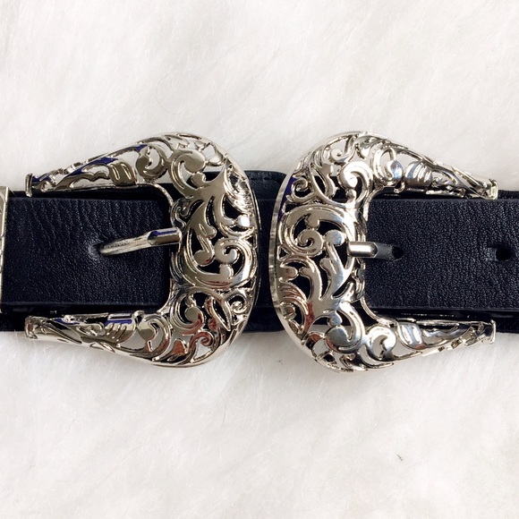 LAST ONE • Black Double Buckle Western Belt - Picture 3 of 4