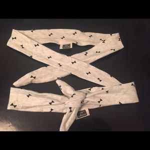 28" Grey and Black Bow Tie Knot Headband