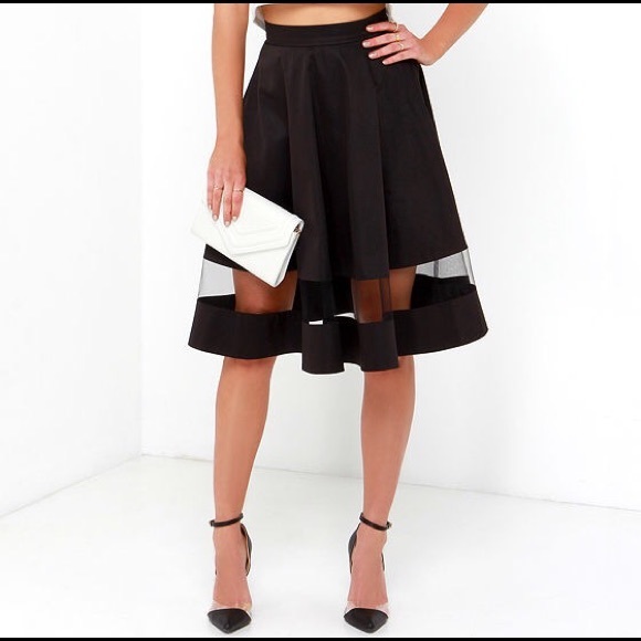 Lulu's Skirts - Lulu's Sheer and Now Black Midi Skirt Lulu's Skirts - Lulu's Sheer and Now Black Midi Skirt