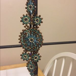 Pink Pewter blue/gold beaded headband