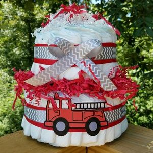 Firetruck diaper cake