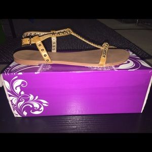 Forever stud open toe sandal flat