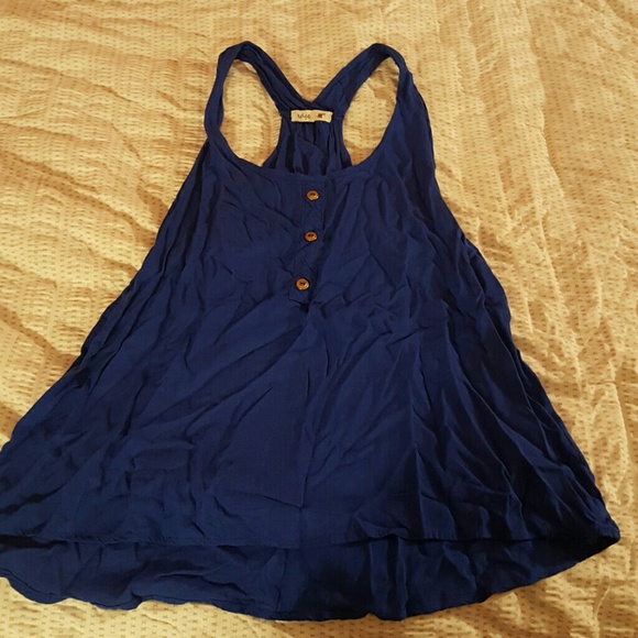 Royal blue tank with 3 gold buttons