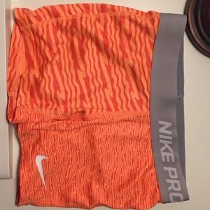 orange pattern nike pro shorts