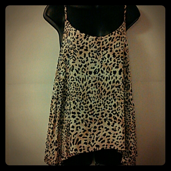 BONGO Leopard Print Cutout Back Tank