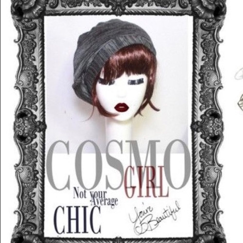 Sweater knit grey beret hat