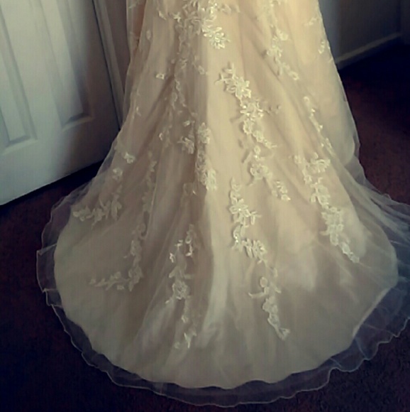 Nude and ivory wedding dress