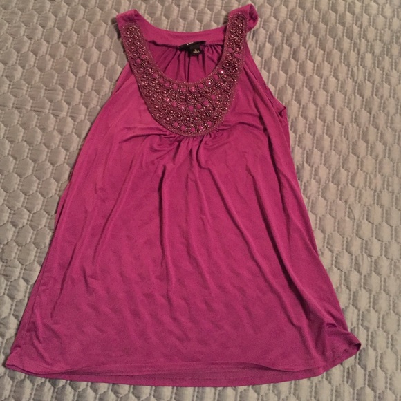 Purple embellished sleeveless top