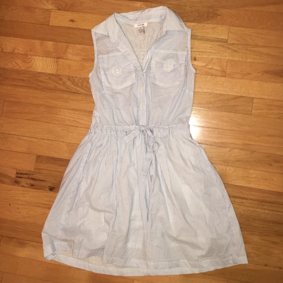 Striped collard white and blue dress