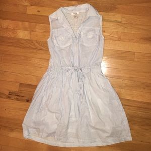 Striped collard white and blue dress