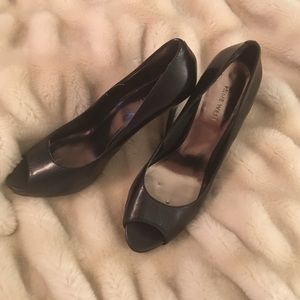 Black Nine West peep toe heels