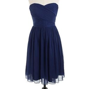 J. Crew Strapless Sweetheart Dress, Navy Chiffon