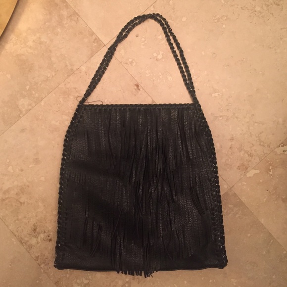 Fringe Black shoulder bag