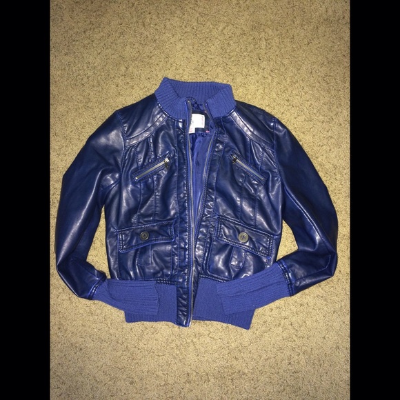 Juniors Xhilaration Blue Leather Jacket