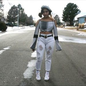 Unique Stripe Bell Sleeve Top