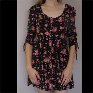 Black Floral Button Down Dress