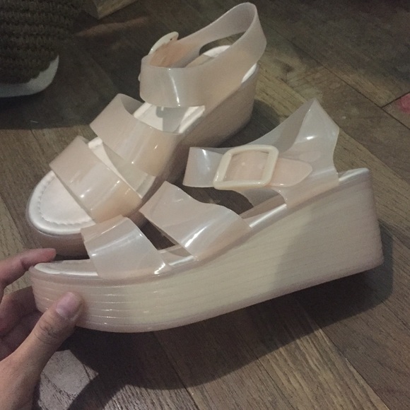 Platform jelly pastel clear shoes