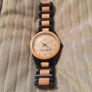 Women's black and wood original grain watch!