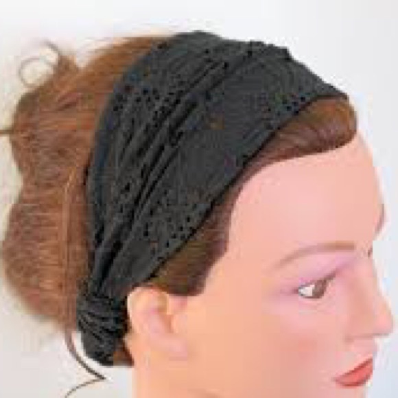 Boho Crochet Lace Wide Headband, Heather Gray NWT! - Picture 2 of 4