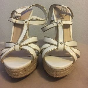 white & gold heels