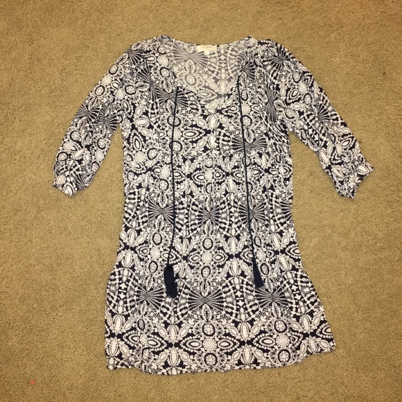 Blue and White Pattern Dress