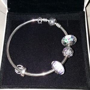 Pandora bracelet has 4 charms