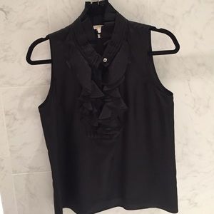J crew black sleeveless blouse with ruffle sz 4