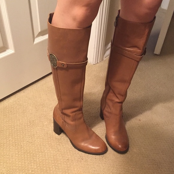 Beautiful cognac leather knee high boots