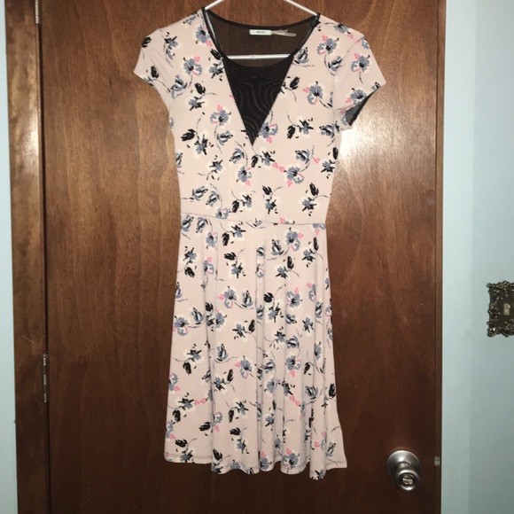 Light pink, floral patterned dress.