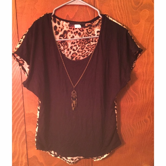Black Shirt w/ Cheetah Print Back