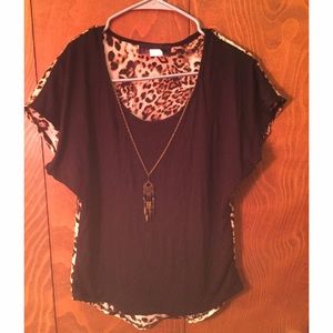 Black Shirt w/ Cheetah Print Back