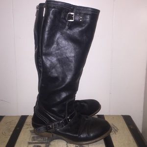 Black Moto Knee High Boots