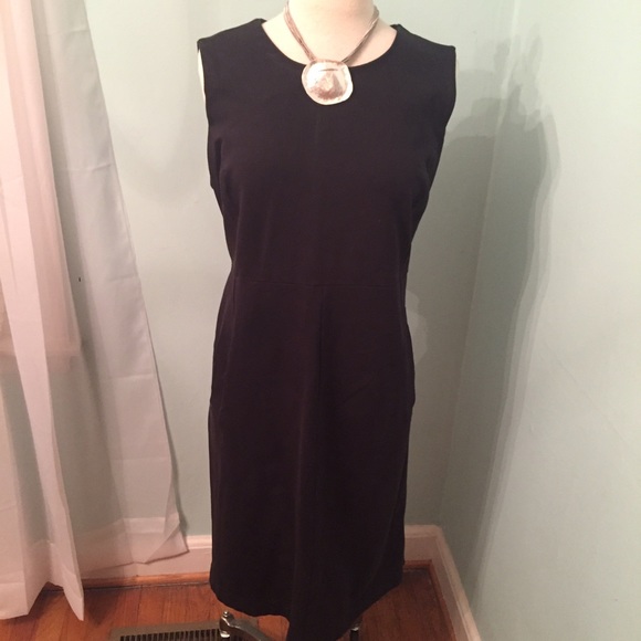 Lands End classic black ponte sheath dress sz 14W