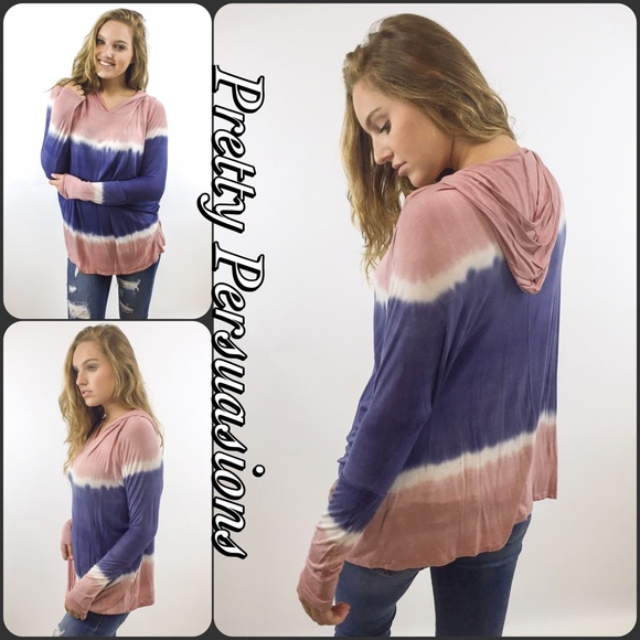 SOLD OUT 💞 NWT Tie Dyed Long Sleeve Hooded Top - Picture 3 of 4