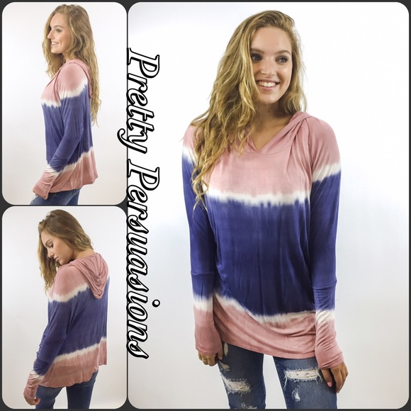 SOLD OUT 💞 NWT Tie Dyed Long Sleeve Hooded Top - Picture 4 of 4