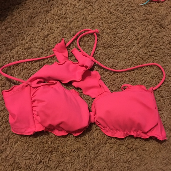 Victoria's Secret pink ruffled bikini top