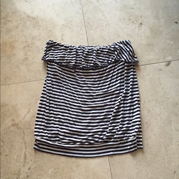 Black and white striped halter top